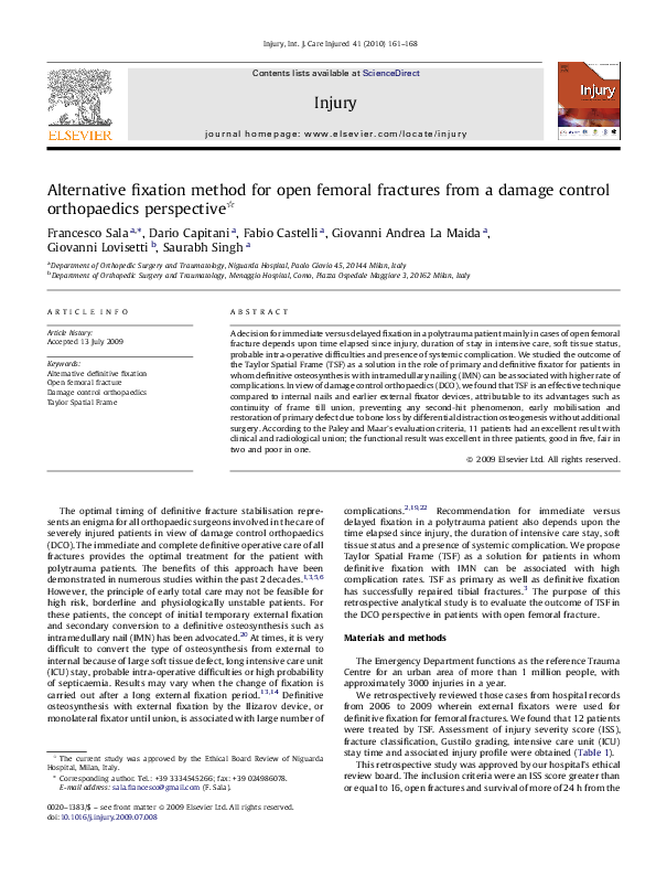 (PDF) Alternative fixation method for open femoral fractures from a