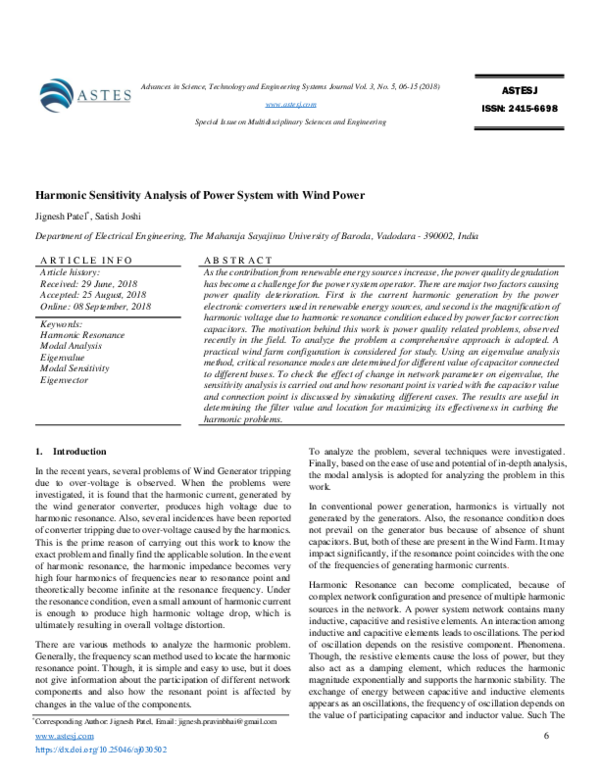 (PDF) Harmonic Sensitivity Analysis of Power System with Wind Power
