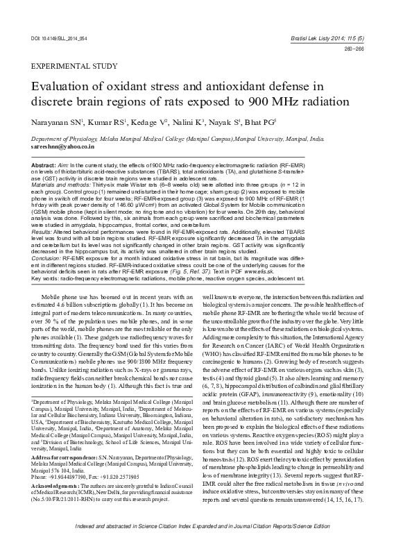 (PDF) Evaluation of oxidant stress and antioxidant defense in discrete ...