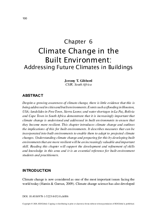 (PDF) Climate Change in the Built Environment