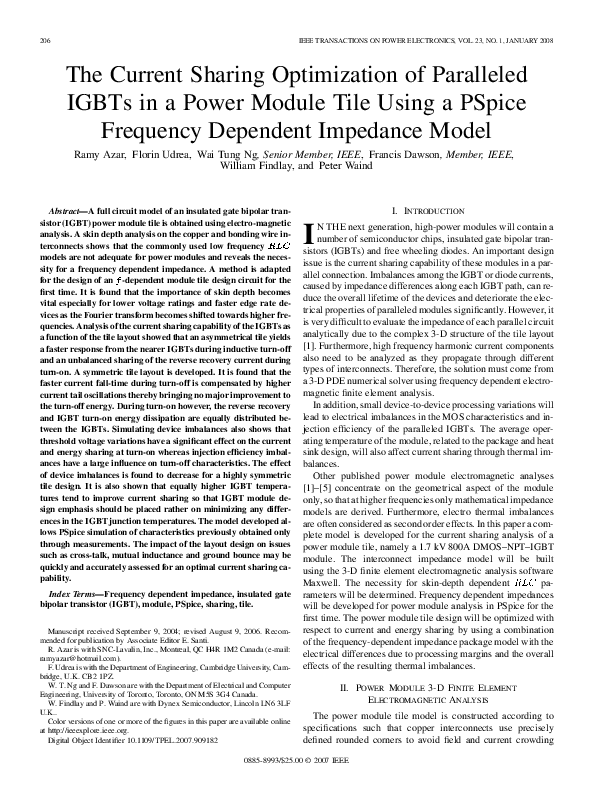 (PDF) The Current Sharing Optimization of Paralleled IGBTs in a Power ...