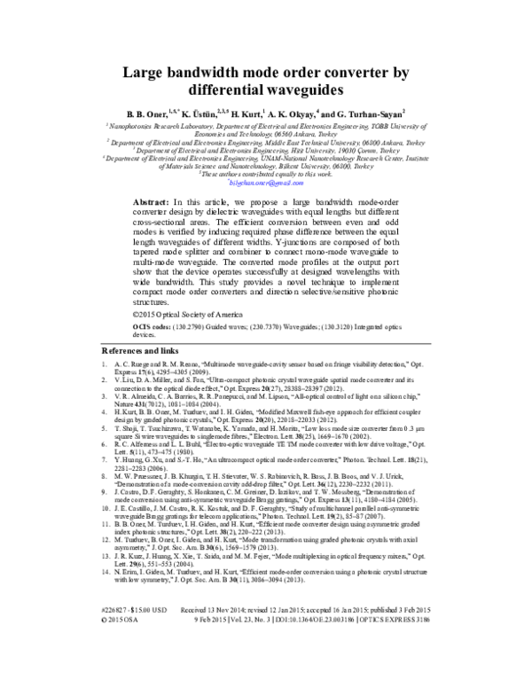 (PDF) Large bandwidth mode order converter by differential waveguides