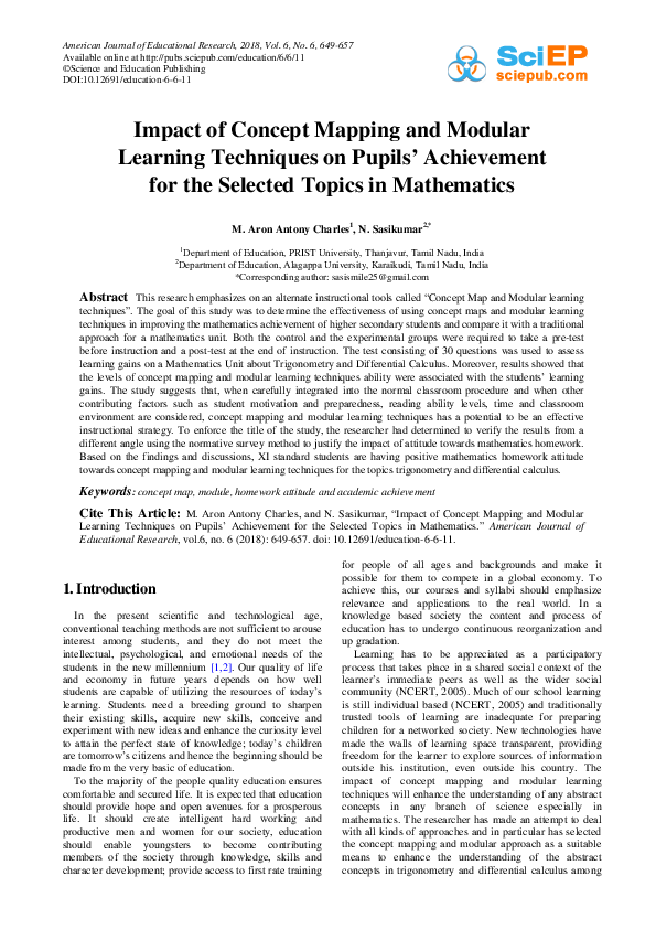 (PDF) Impact of Concept Mapping and Modular Learning Techniques on ...