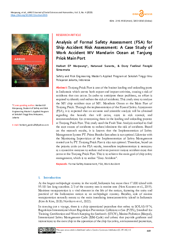 (PDF) Analysis of Formal Safety Assessment (FSA) for Ship Accident Risk ...