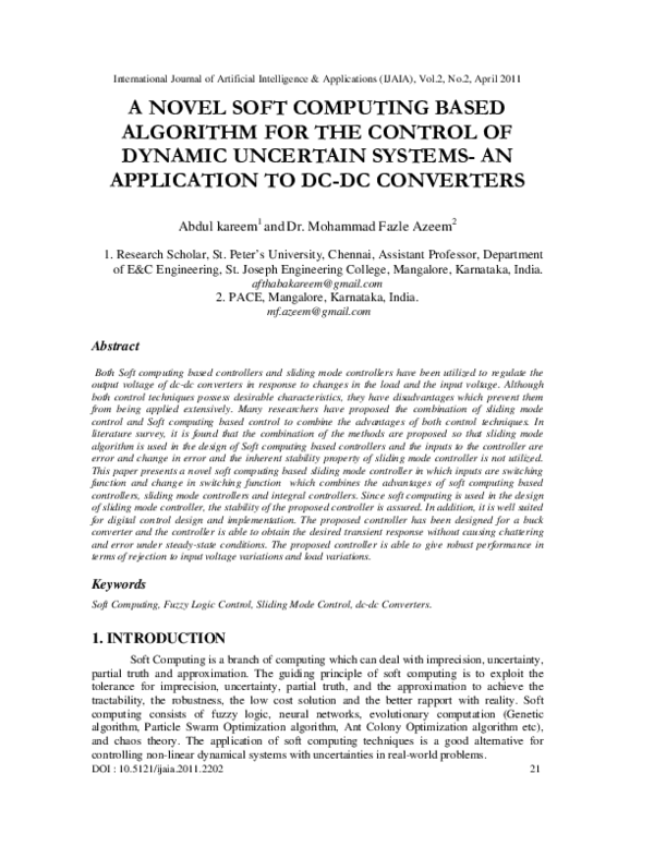 (PDF) A Novel Soft Computing Based Algorithm for the Control of Dynamic ...