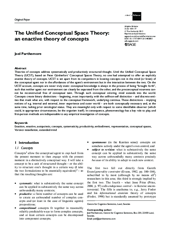 (PDF) The Unified Conceptual Space Theory: an enactive theory of concepts