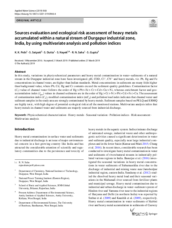 Speciation, Sources, And Risk Assessment Of Heavy Metals In – BQAAQ