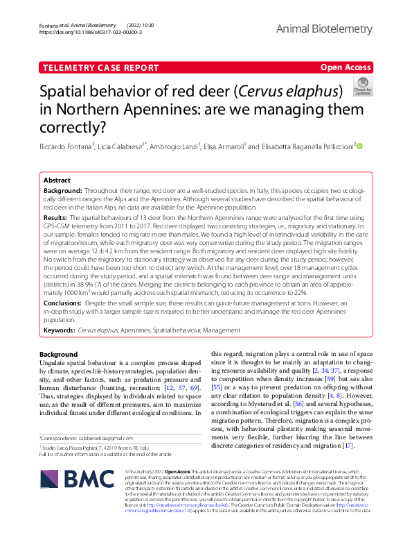 (PDF) Spatial behavior of red deer (Cervus elaphus) in Northern ...