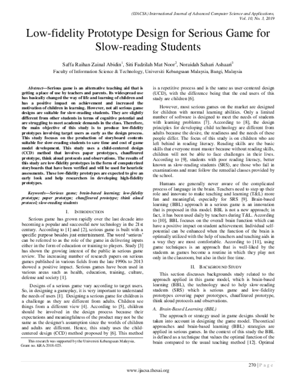 (PDF) Low-fidelity Prototype Design for Serious Game for Slow-reading ...