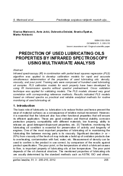 (PDF) Prediction of Used Lubricating Oils Properties by Infrared ...