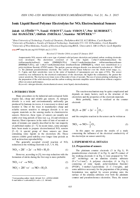 (PDF) Ionic Liquid based polymer electrolytes for electrochemical sensors