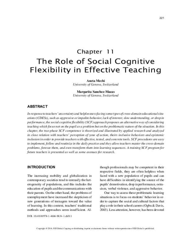 (PDF) The Role of Social Cognitive Flexibility in Effective Teaching