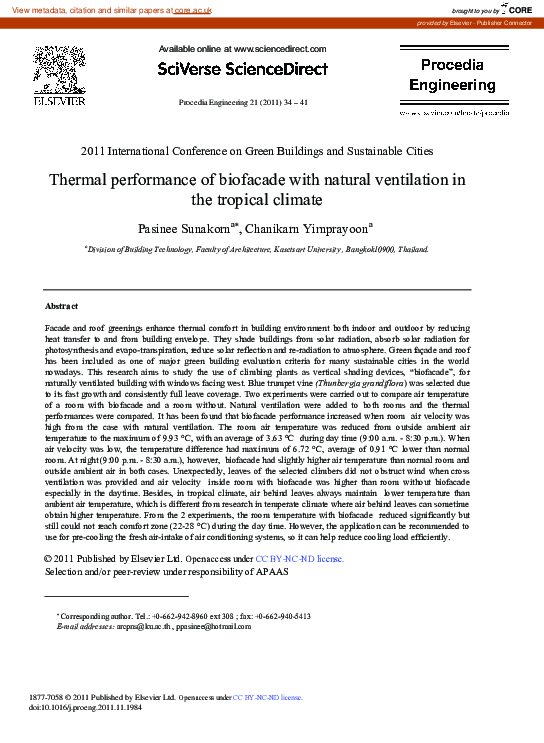 Curated visual reference: Gallery Detail: Pdf Thermal Performance Of Biofacade With Natural Ventilation In The