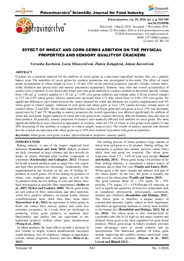 (PDF) Effect of wheat and corn germs addition on the physical ...