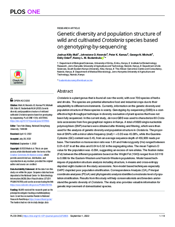 (PDF) Genetic diversity and population structure of wild and cultivated ...