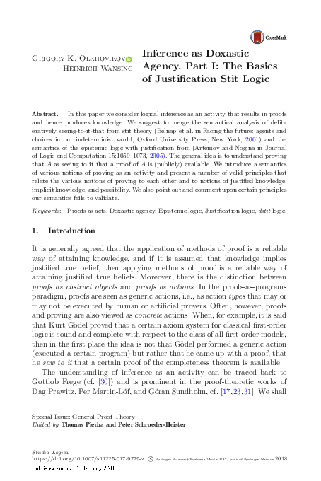(PDF) Inference as Doxastic Agency. Part I: The Basics of Justification ...