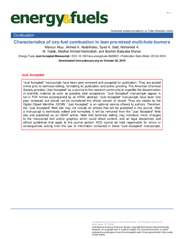 (PDF) Characteristics of Oxyfuel Combustion in Lean-Premixed Multihole ...