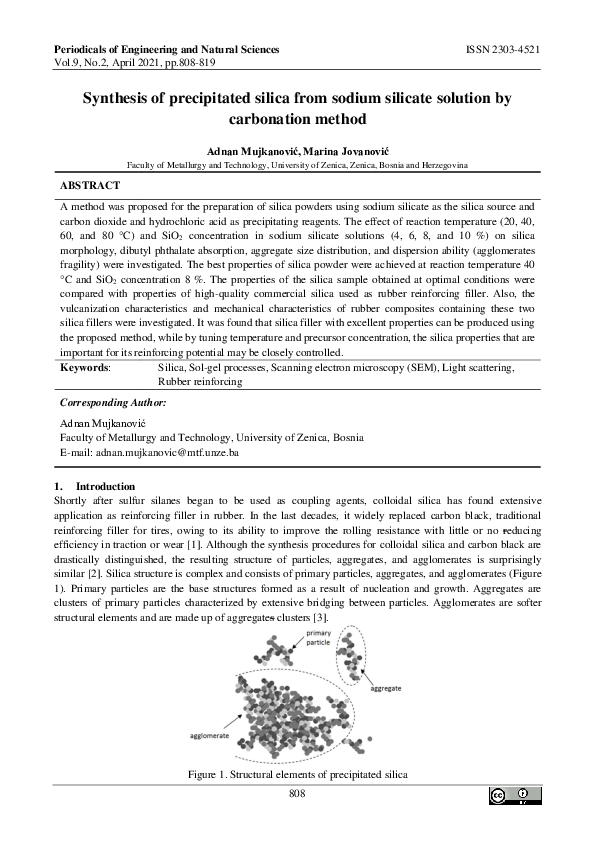 (PDF) Synthesis of precipitated silica from sodium silicate solution by ...