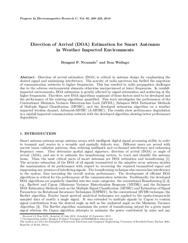 (PDF) Direction of Arrival (Doa) Estimation for Smart Antennas in ...