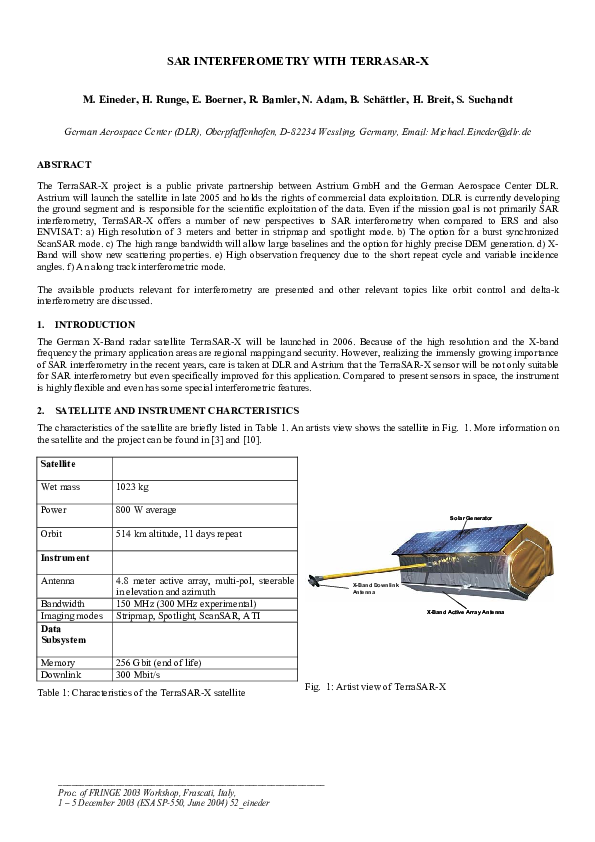 (PDF) SAR Interferometry with TerraSAR-X