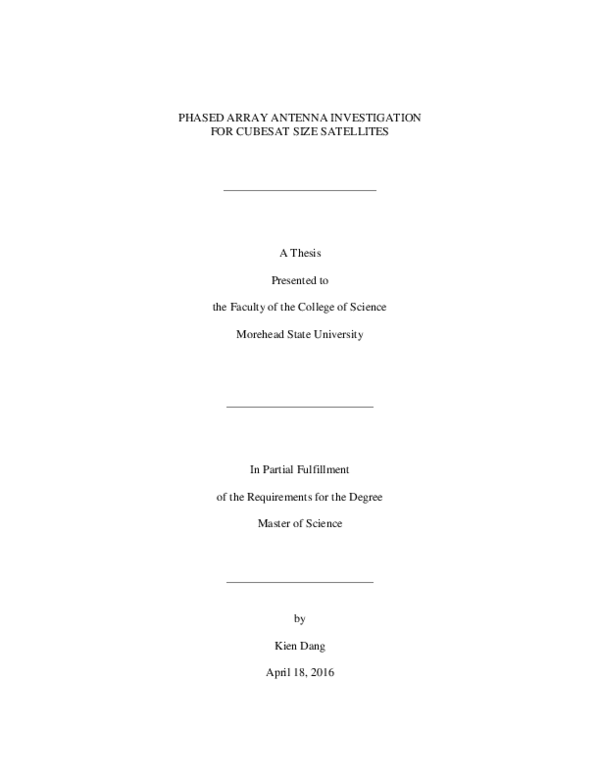 (PDF) Phased array antenna investigation for CubeSat size satellites