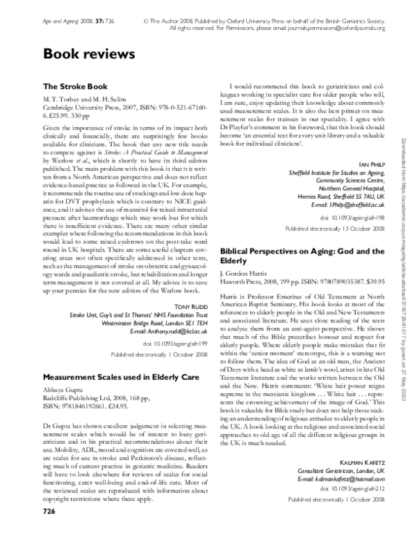 (PDF) Biblical Perspectives on Aging: God and the Elderly