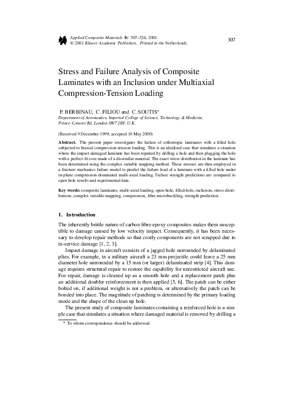 (PDF) Stress and Failure Analysis of Composite Laminates with an ...