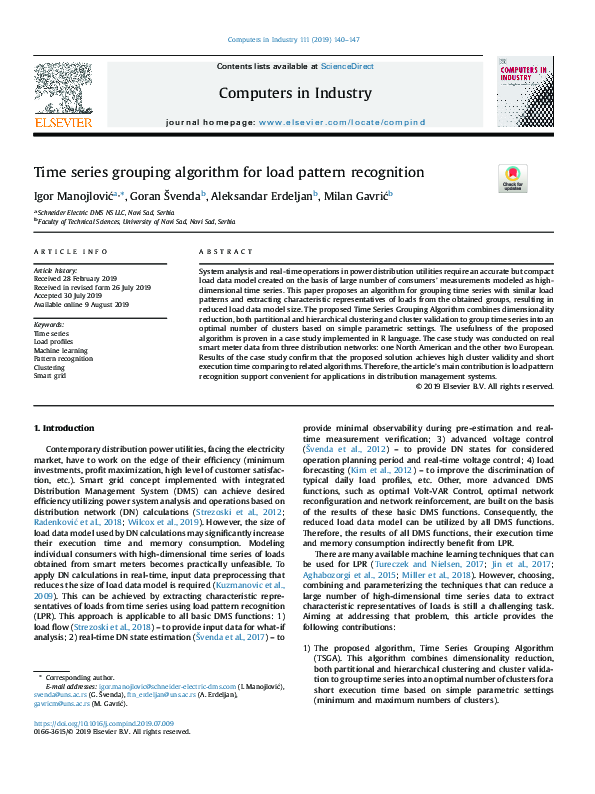 (PDF) Time series grouping algorithm for load pattern recognition