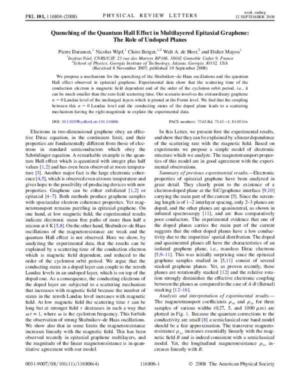 (PDF) Quenching of the Quantum Hall Effect in Multilayered Epitaxial ...