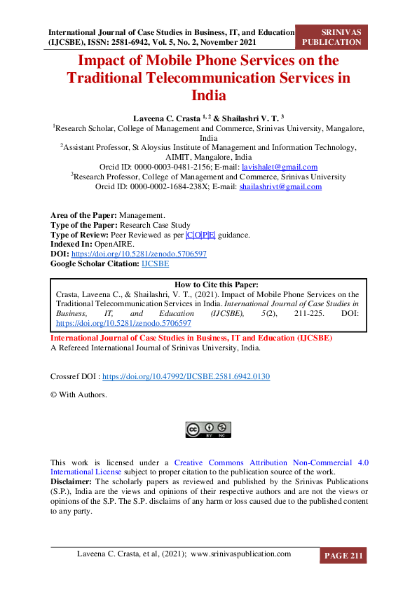 (PDF) Impact of Mobile Phone Services on the Traditional ...