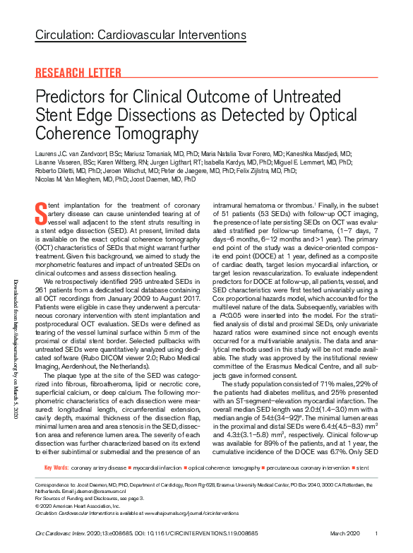 (PDF) Predictors for Clinical Outcome of Untreated Stent Edge ...
