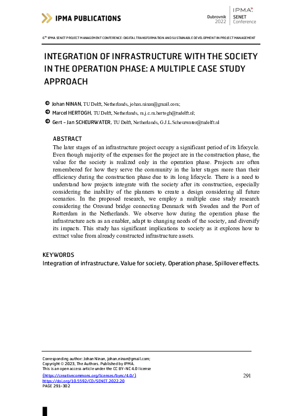 (PDF) Integration of Infrastructure with the Society in the Operation ...