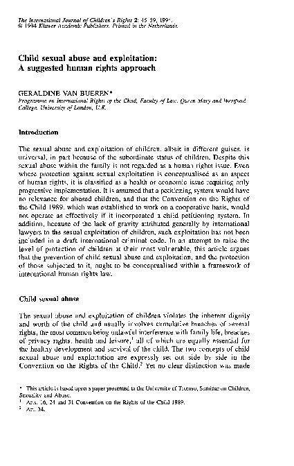 (PDF) Child sexual abuse and exploitation: A suggested human rights ...