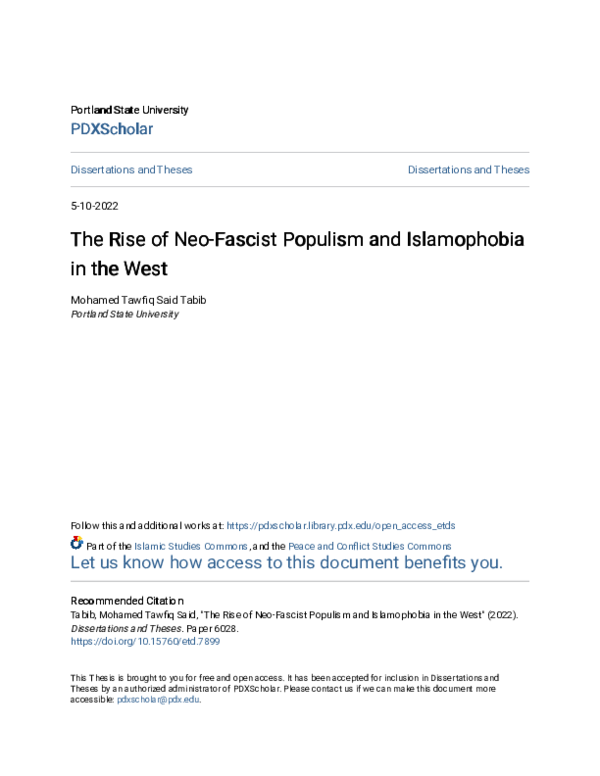 (PDF) The Rise of Neo-Fascist Populism and Islamophobia in the West