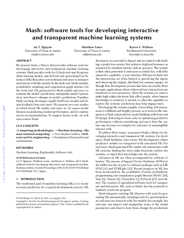 (PDF) Mash: software tools for developing interactive and transparent ...