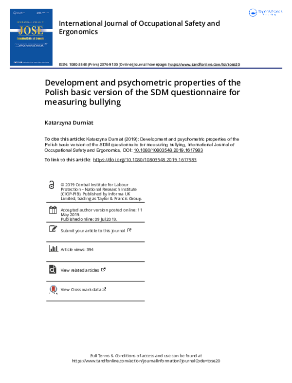 (PDF) Development and psychometric properties of the Polish basic ...