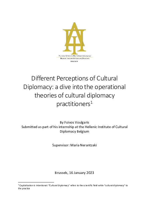 (PDF) Different Perceptions of Cultural Diplomacy: a dive into the ...