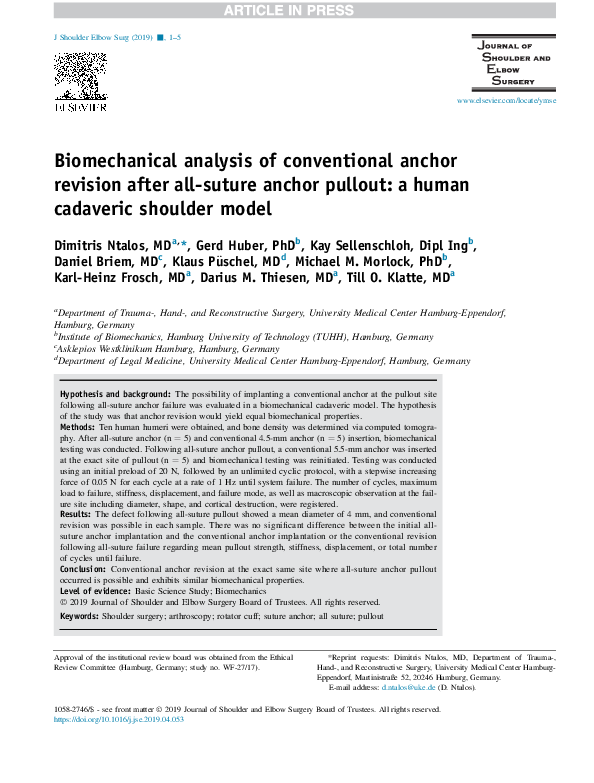 (PDF) Biomechanical analysis of conventional anchor revision after all ...
