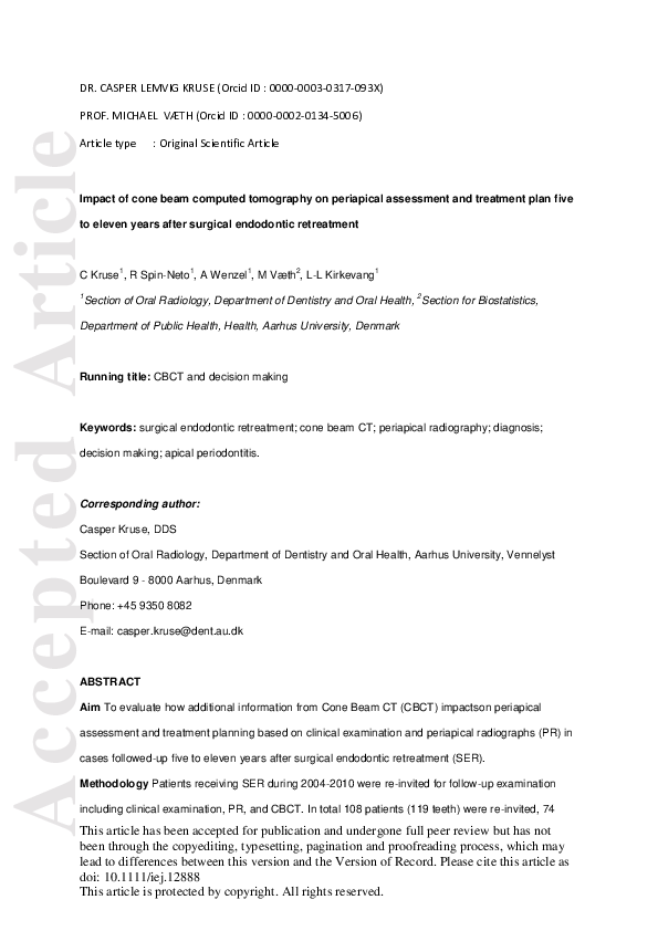(PDF) Impact of cone beam computed tomography on periapical assessment ...