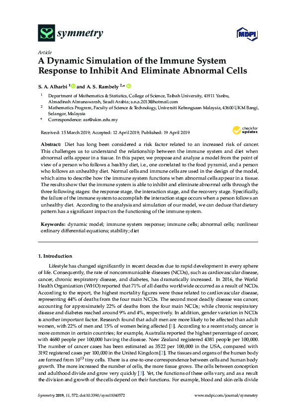 (PDF) A Dynamic Simulation of the Immune System Response to Inhibit And ...