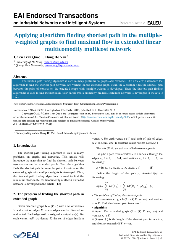 (PDF) Applying algorithm finding shortest path in the multiple ...