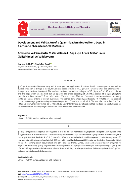 (PDF) Development and Validation of a Quantification Method for L-DOPA ...
