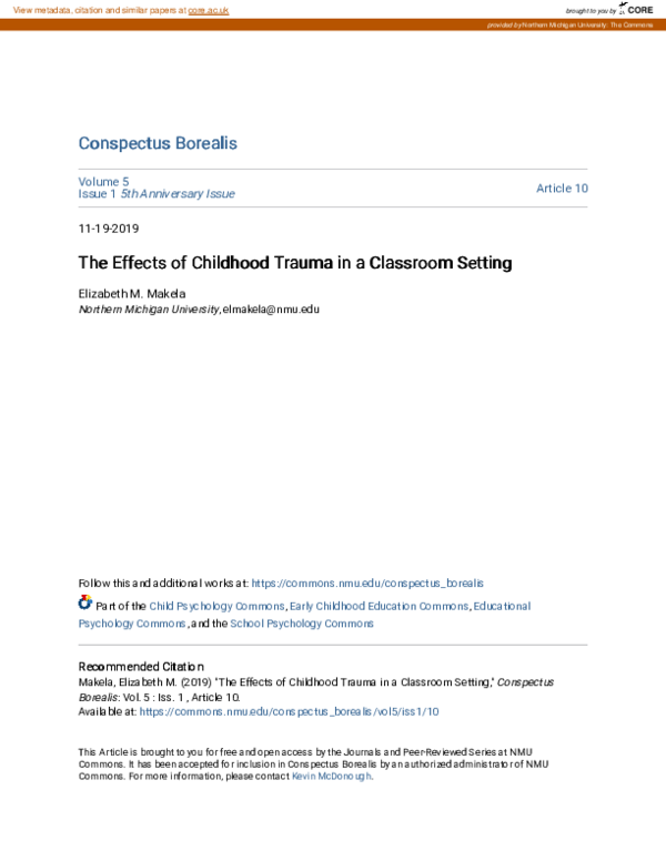 (PDF) The Effects of Childhood Trauma in a Classroom Setting