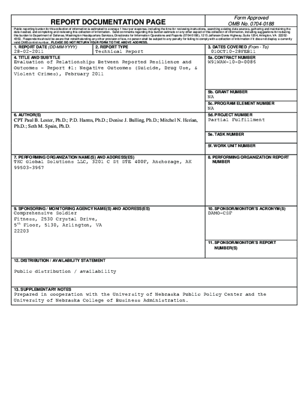 (PDF) Evaluation of Relationships Between Reported Resilience and ...
