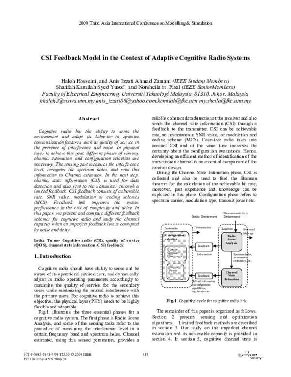 (PDF) CSI Feedback Model in the Context of Adaptive Cognitive Radio Systems