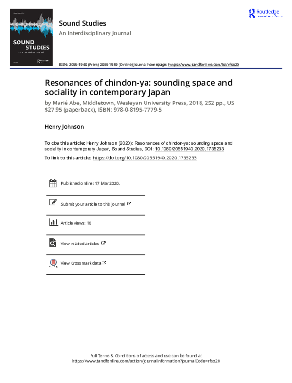 (PDF) Resonances of Chindon-ya, Sounding Space and Sociality in ...
