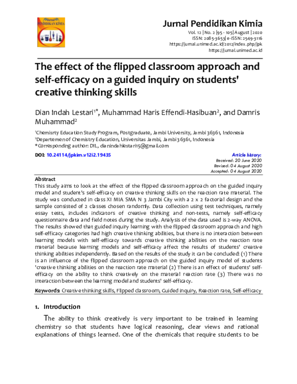 (PDF) The effect of the flipped classroom approach and self-efficacy on ...