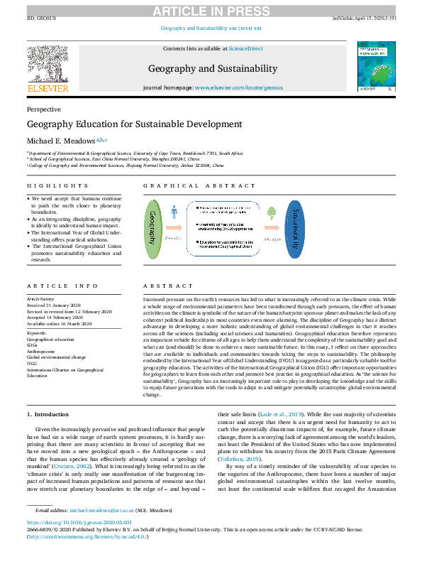(PDF) Geography Education for Sustainable Development Through Problem ...