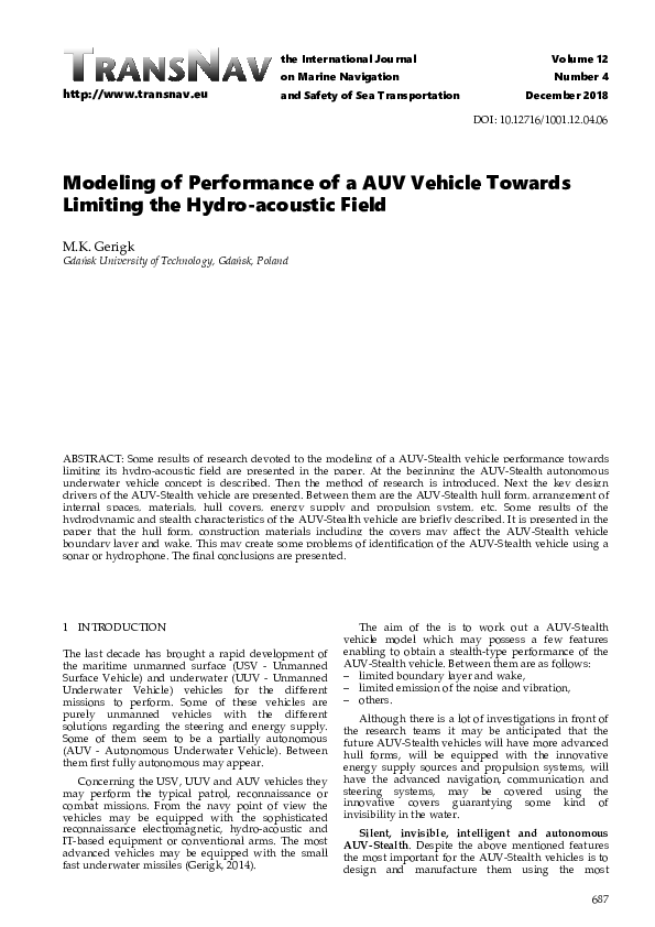 (PDF) Modeling of Performance of a AUV Vehicle Towards Limiting the ...