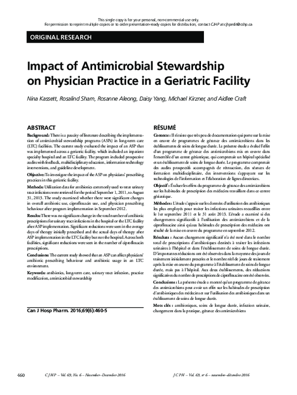 (PDF) Impact of Antimicrobial Stewardship on Physician Practice in a ...